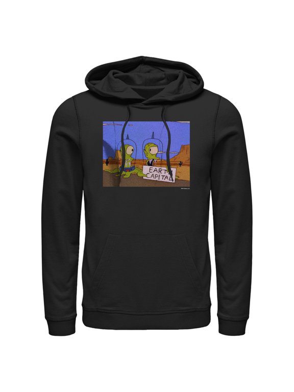 Men's The Simpsons Earth Capital Pull Over Hoodie Black X Large