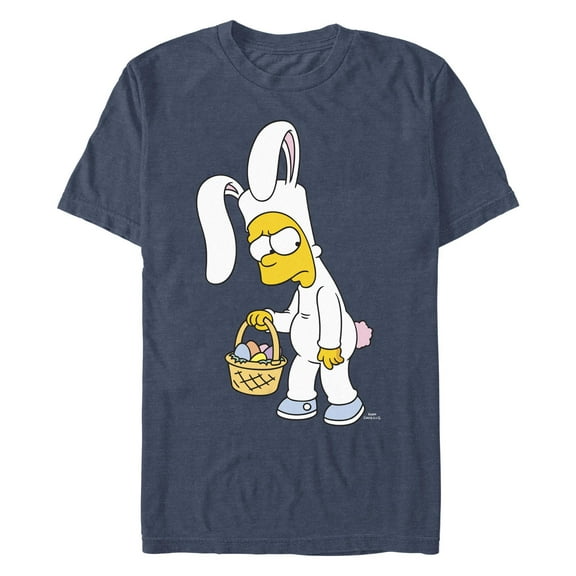 Men's The Simpsons Easter Bunny Bart Simpson  Graphic Tee Navy Blue Heather 2X Large