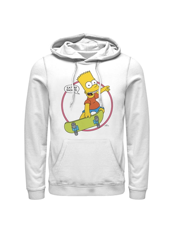 Men's The Simpsons Eat My Shorts Pull Over Hoodie White Small