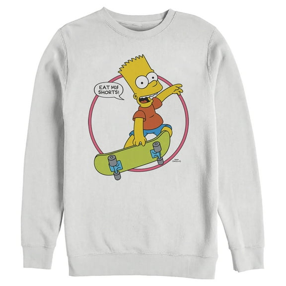 Men's The Simpsons Eat My Shorts  Sweatshirt White Small