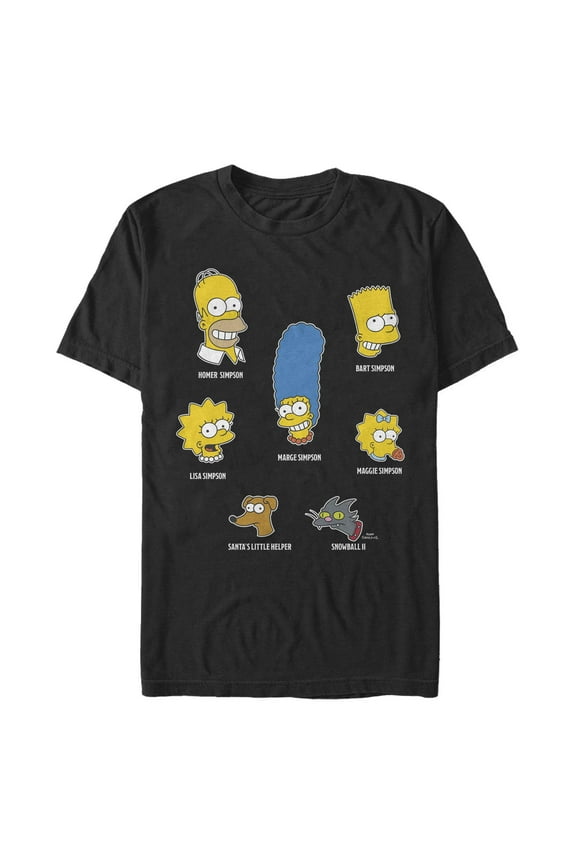 Men's The Simpsons Family Faces Graphic Tee Black 1X Big Tall