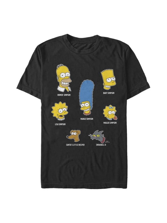 Men's The Simpsons Family Faces Graphic Tee Black 2X Large