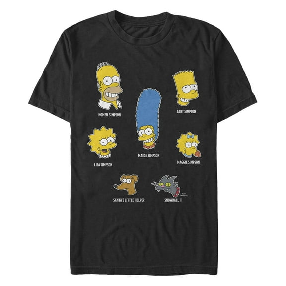 Men's The Simpsons Family Faces  Graphic Tee Black 3X Large
