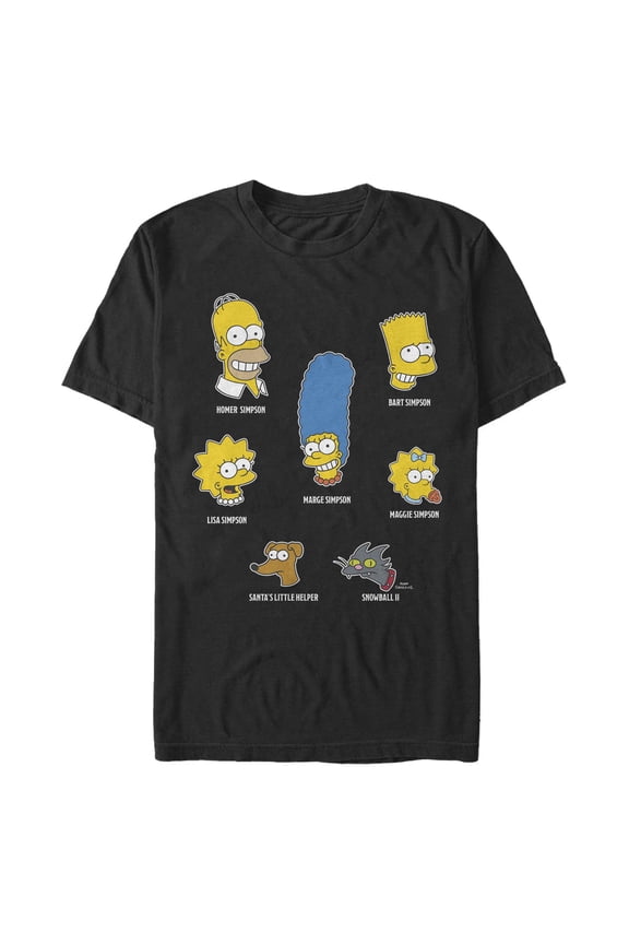 Men's The Simpsons Family Faces Graphic Tee Black 4X Large