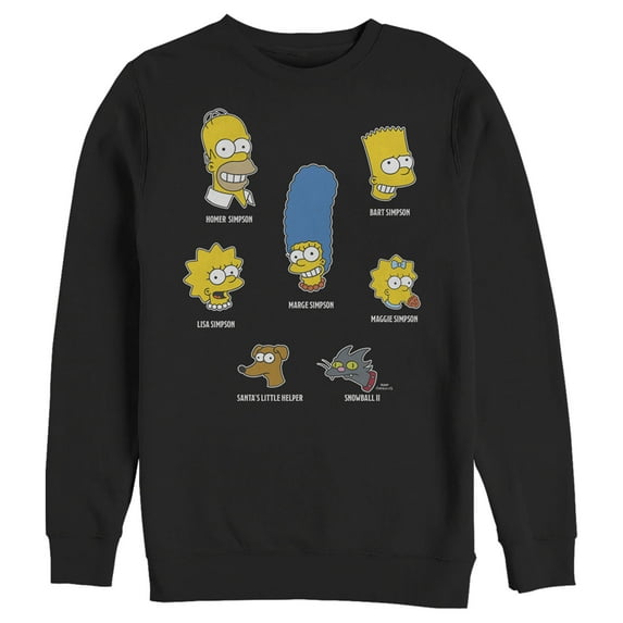 Men's The Simpsons Family Faces Sweatshirt Black Medium