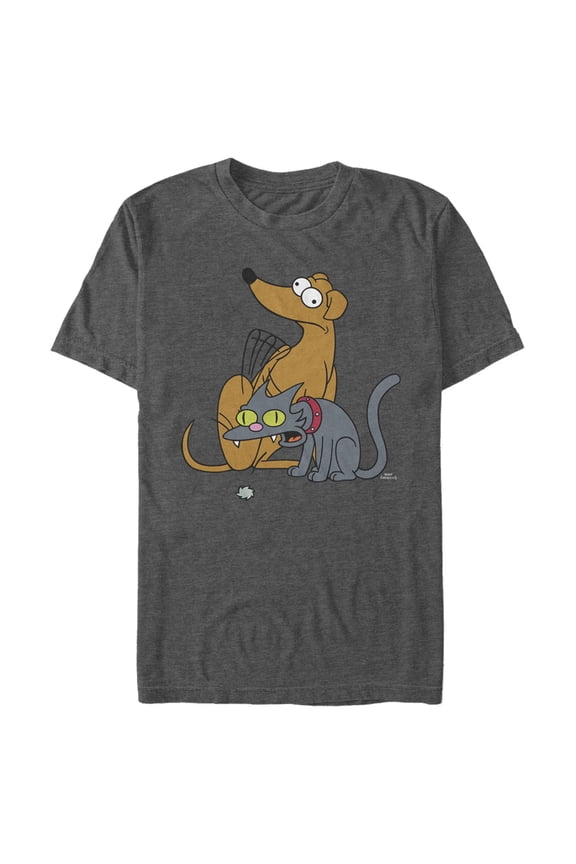Men's The Simpsons Family Pets Graphic Tee Charcoal Heather X Large