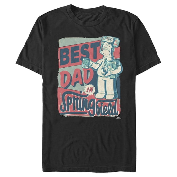 Men's The Simpsons Father's Day Best Dad in Springfield  Graphic Tee Black Medium