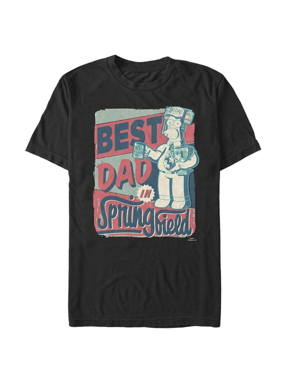 Men's The Simpsons Father's Day Best Dad in Springfield Graphic Tee Black Medium
