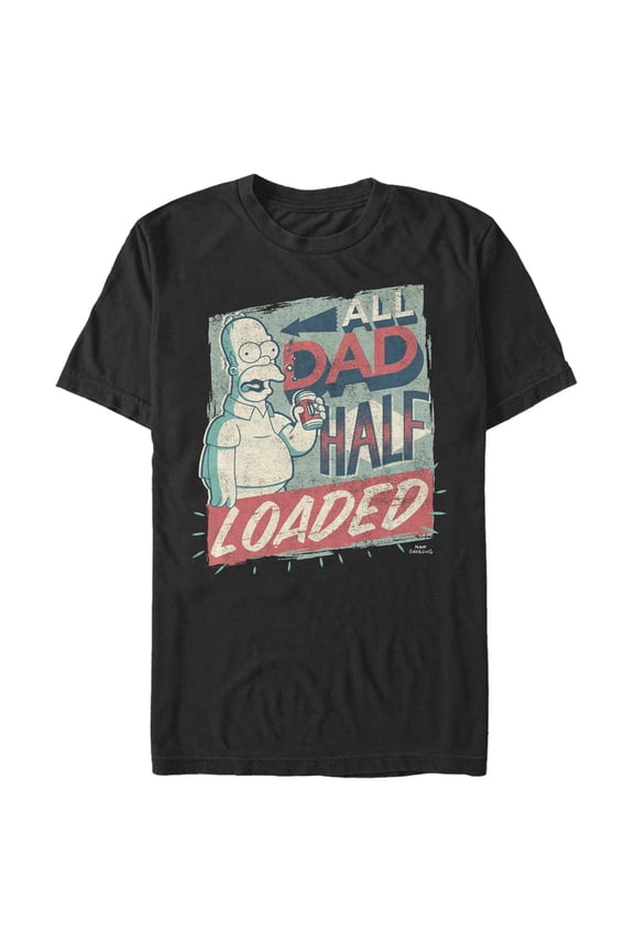 Men's The Simpsons Father's Day Homer Simpson All Dad Half Loaded Graphic Tee Black 2X Large