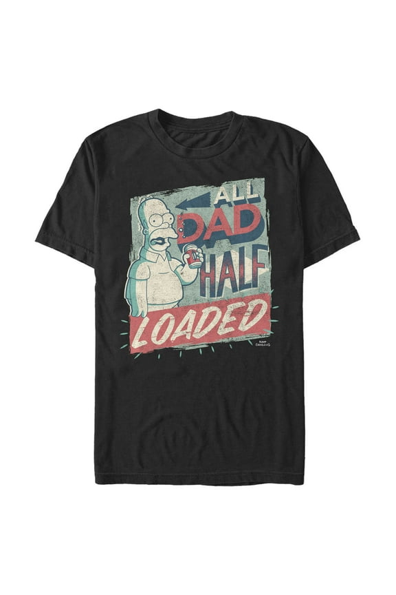 Men's The Simpsons Father's Day Homer Simpson All Dad Half Loaded Graphic Tee Black Large