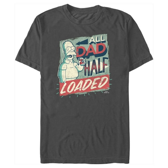 Men's The Simpsons Father's Day Homer Simpson All Dad Half Loaded Graphic Tee Charcoal Medium