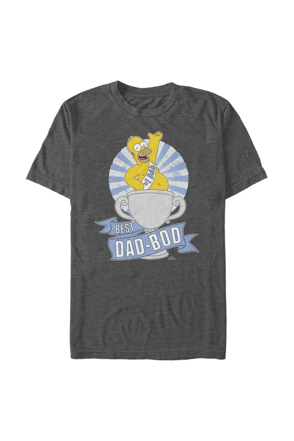 Men's The Simpsons Father's Day Homer Simpson Best Dad-Bod  Graphic Tee Charcoal Heather 2X Large