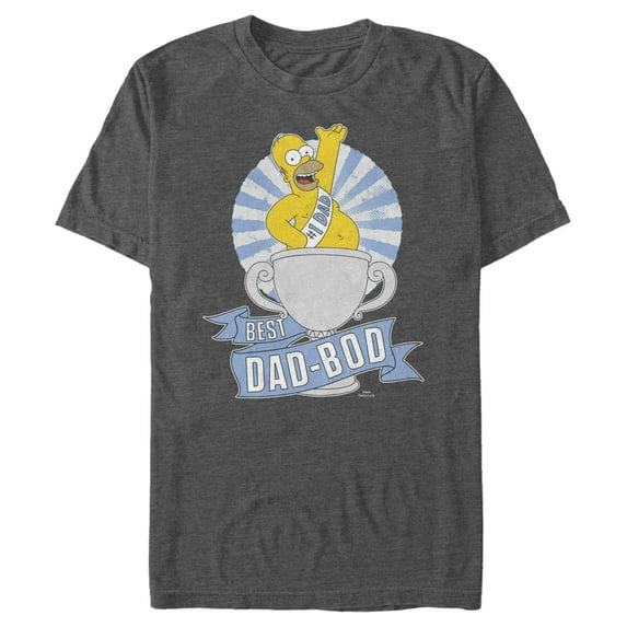 Men's The Simpsons Father's Day Homer Simpson Best Dad-Bod Graphic Tee Charcoal Heather 2X Large