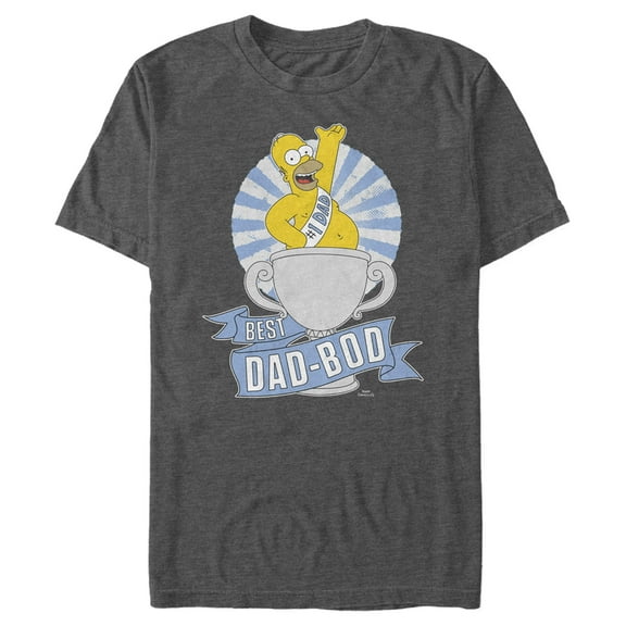 Men's The Simpsons Father's Day Homer Simpson Best Dad-Bod Graphic Tee Charcoal Heather 2X Large