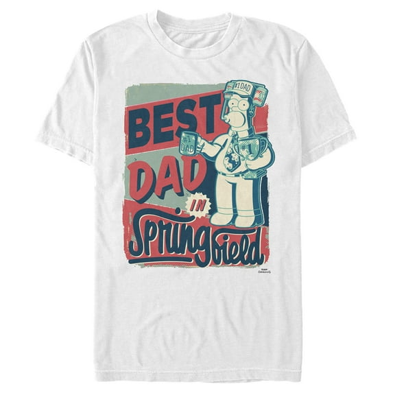 Men's The Simpsons Father's Day Homer Simpson Best Dad in Springfield Graphic Tee White X Large
