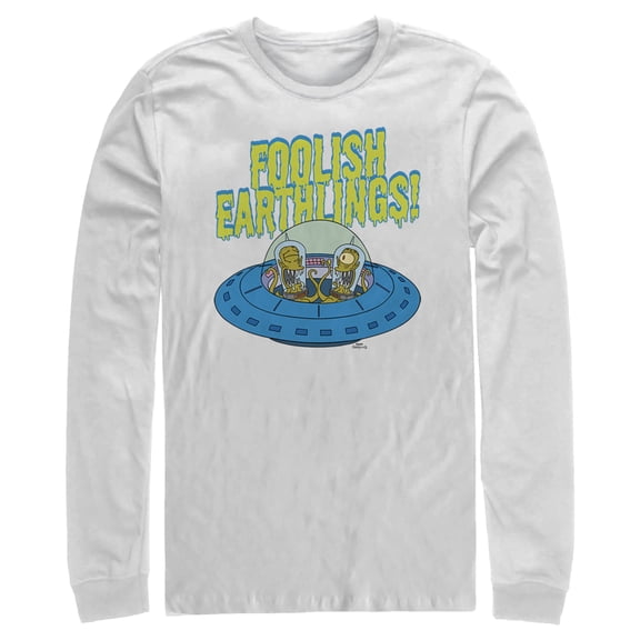 Men's The Simpsons Foolish Earthlings Long Sleeve Shirt White X Large