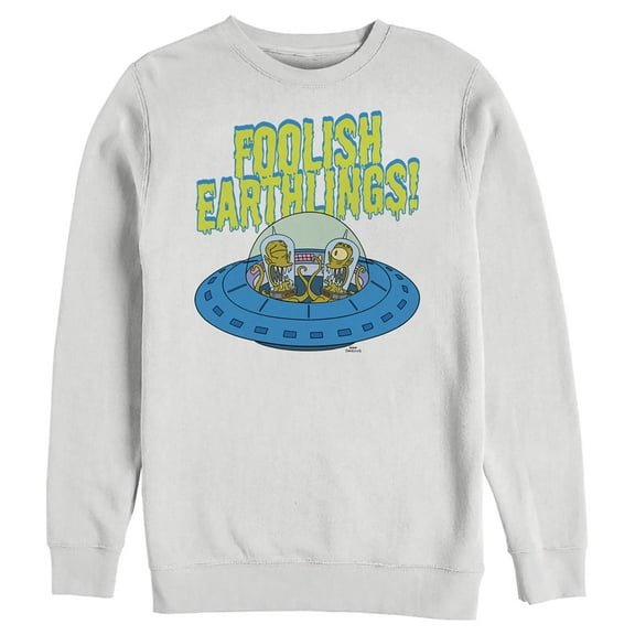 Men's The Simpsons Foolish Earthlings  Sweatshirt White 2X Large