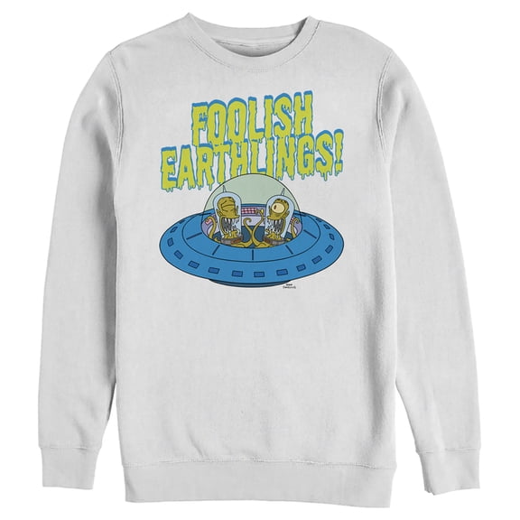 Men's The Simpsons Foolish Earthlings Sweatshirt White 3X Large