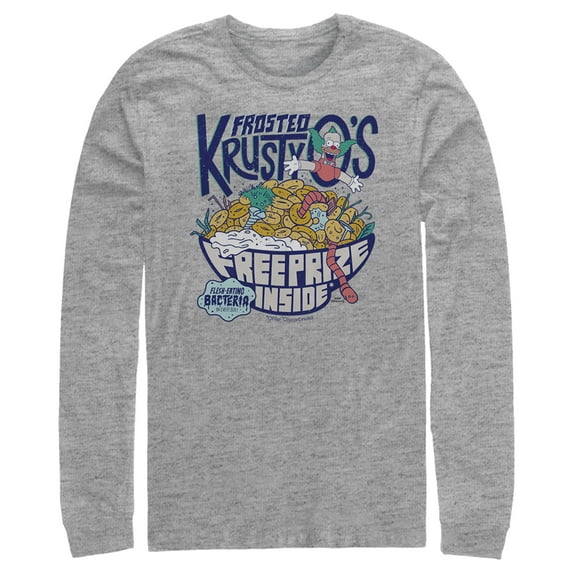 Men's The Simpsons Frosted Krusty O's Long Sleeve Shirt Athletic Heather Medium