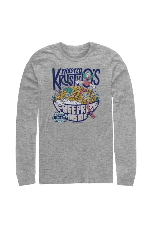 Men's The Simpsons Frosted Krusty O's  Long Sleeve Shirt Athletic Heather X Large