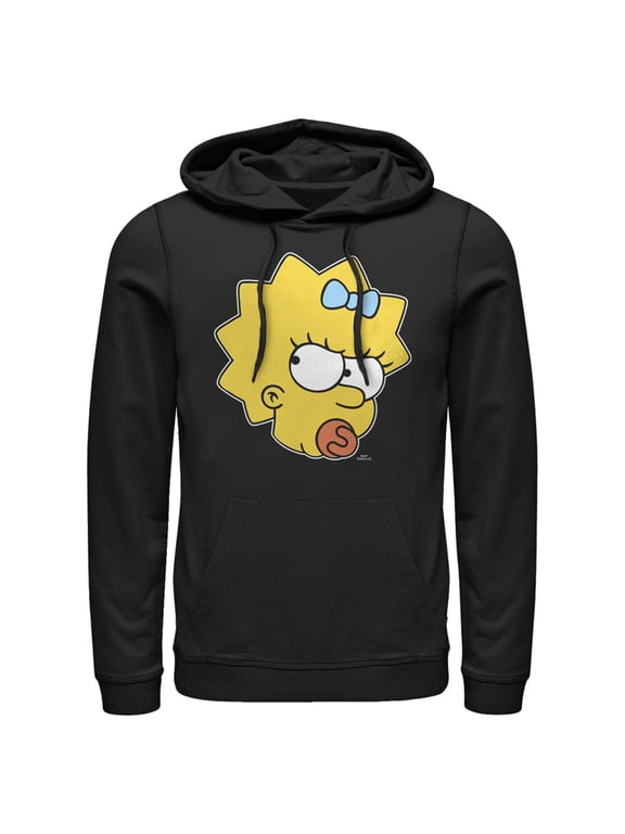 Men's The Simpsons Glaring Lisa Pull Over Hoodie Black X Large
