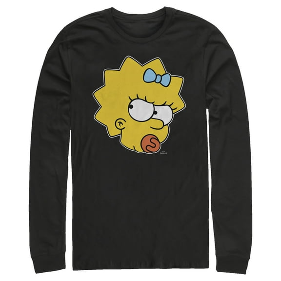 Men's The Simpsons Glaring Maggie  Long Sleeve Shirt Black Large