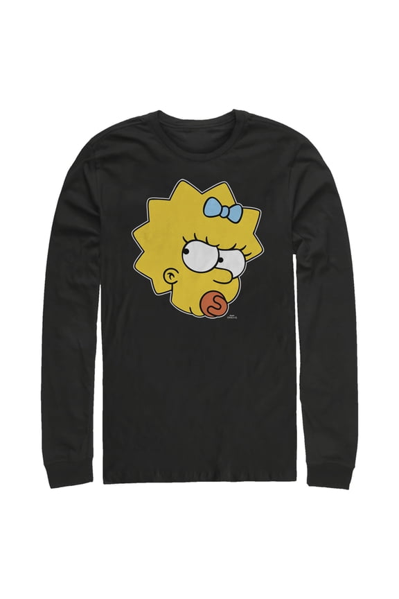 Men's The Simpsons Glaring Maggie  Long Sleeve Shirt Black Medium