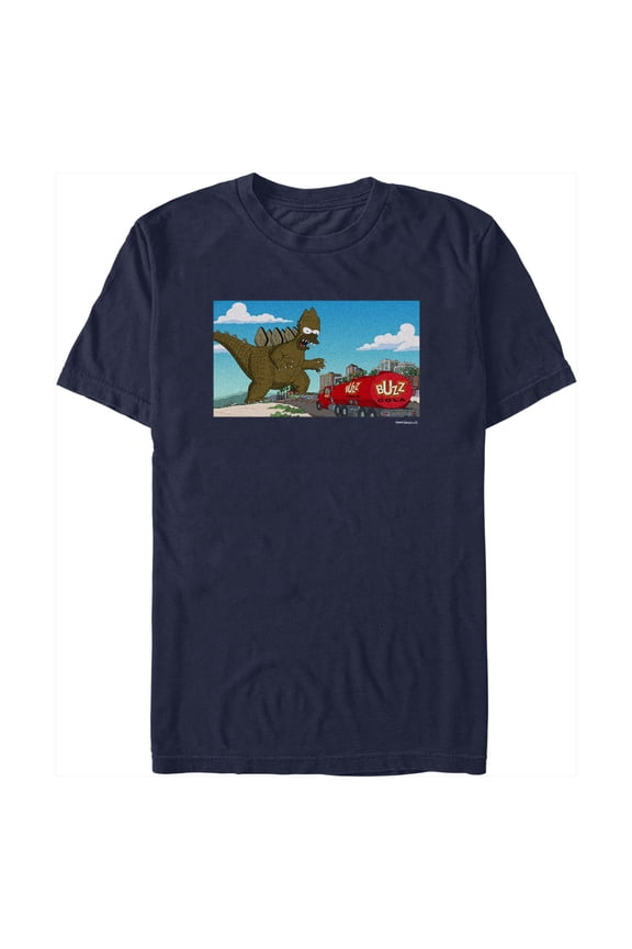 Men's The Simpsons Godzilla Homer Graphic Tee Navy Blue Large