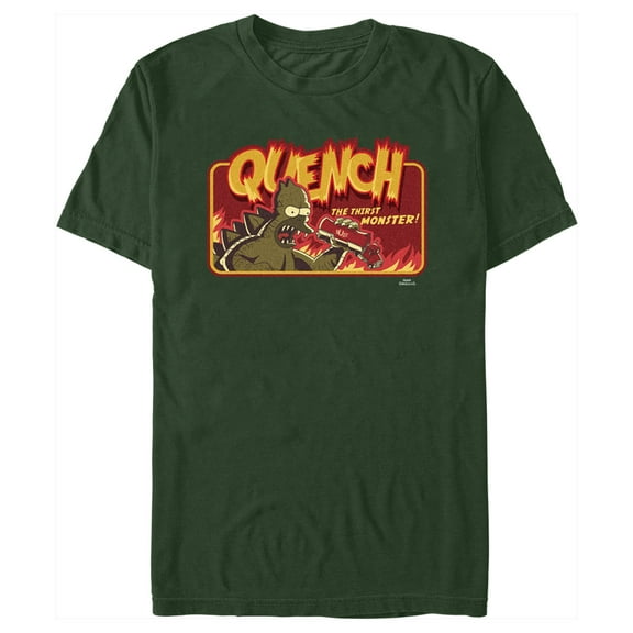 Men's The Simpsons Godzilla Homer Quench the Thirst Monster Graphic Tee Dark Green X Large