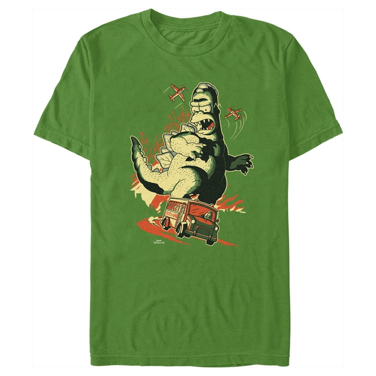 Men's The Simpsons Godzilla Homer School Bus Graphic Tee Kelly