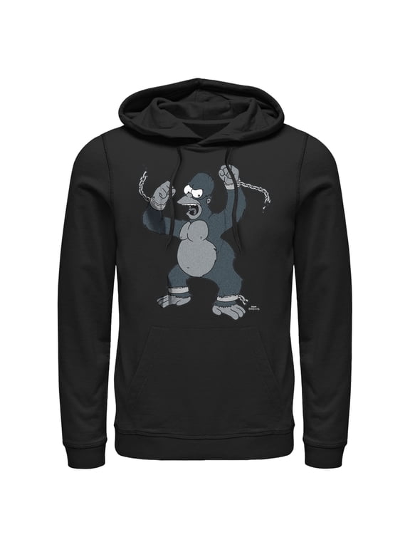 Men's The Simpsons Gorilla Homer Pull Over Hoodie Black Large