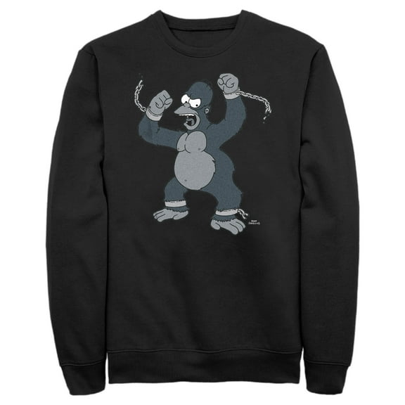 Men's The Simpsons Gorilla Homer  Sweatshirt Black 3X Large