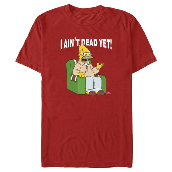 Men's The Simpsons Grandpa Simpson I Ain't Dead Yet Quote  Graphic Tee Red 3X Large