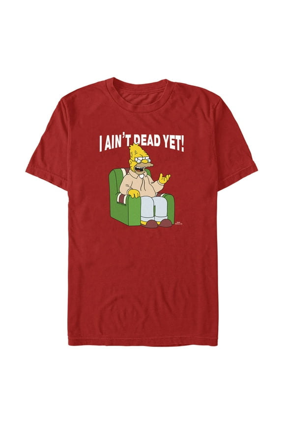 Men's The Simpsons Grandpa Simpson I Ain't Dead Yet Quote Graphic Tee Red Large