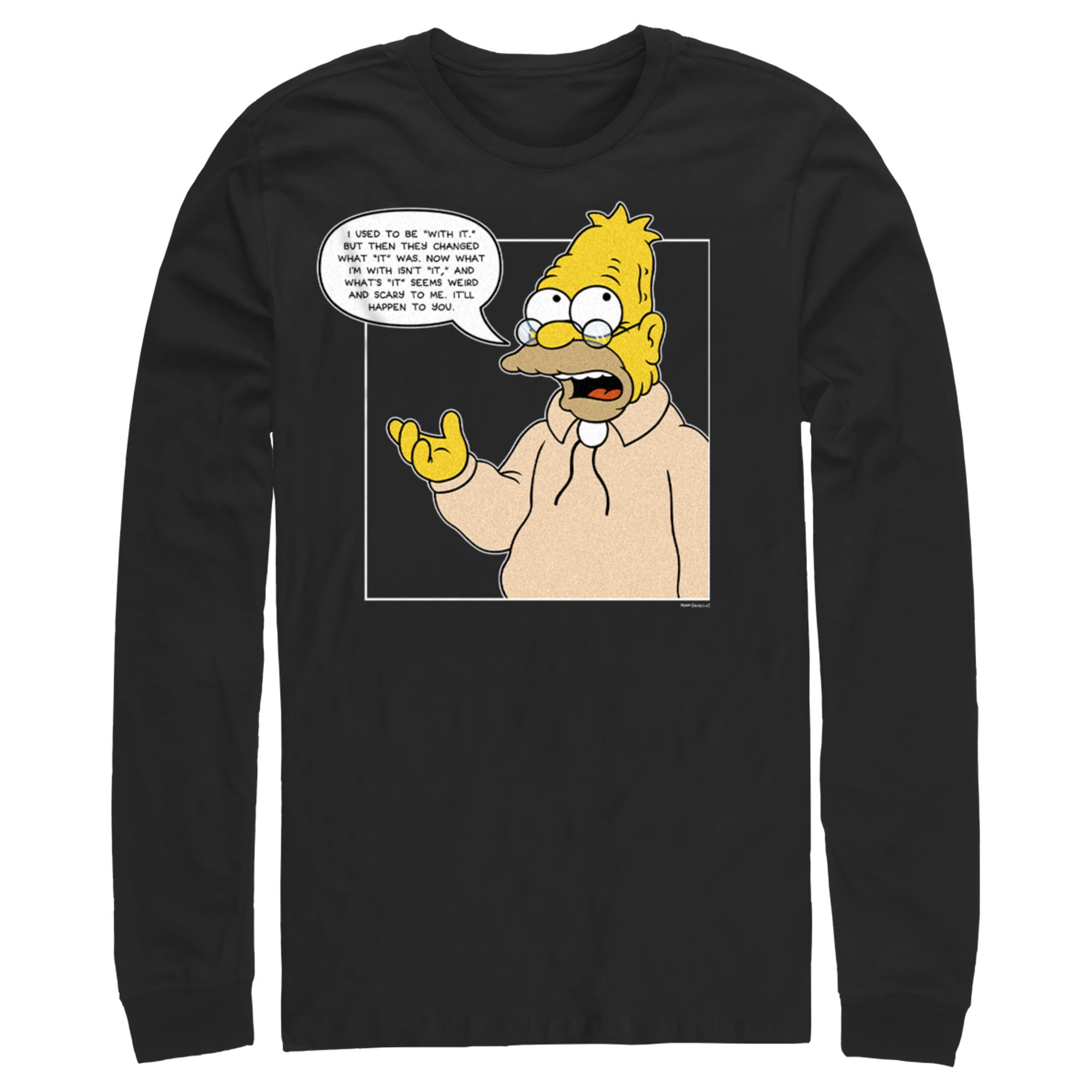 Men's The Simpsons Grandpa Simpson Quote Long Sleeve Shirt Black