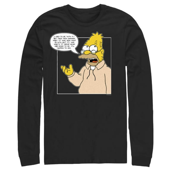 Men's The Simpsons Grandpa Simpson Quote Long Sleeve Shirt Black Medium