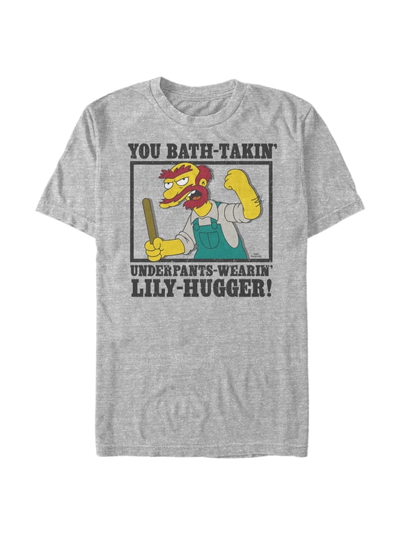 Men's The Simpsons Groundskeeper Willie Funny Quote Graphic Tee Athletic Heather Large