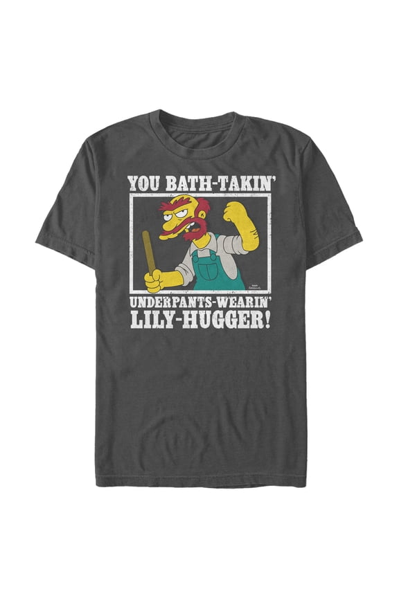 Men's The Simpsons Groundskeeper Willie Quote Graphic Tee Charcoal 2X Large