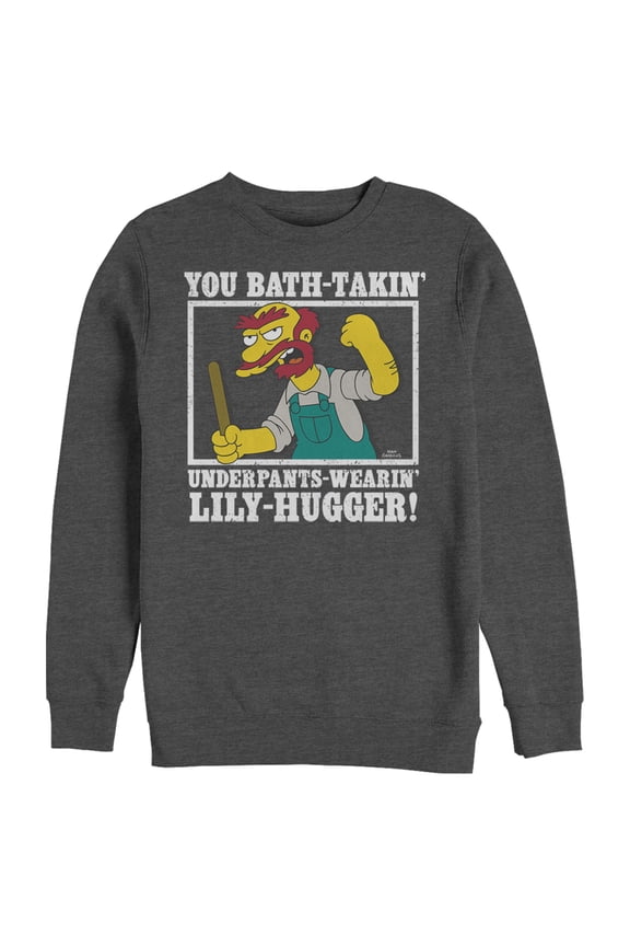Men's The Simpsons Groundskeeper Willie Quote Sweatshirt Charcoal Heather Large