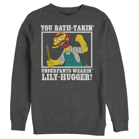 Men's The Simpsons Groundskeeper Willie Quote Sweatshirt Charcoal Heather Small