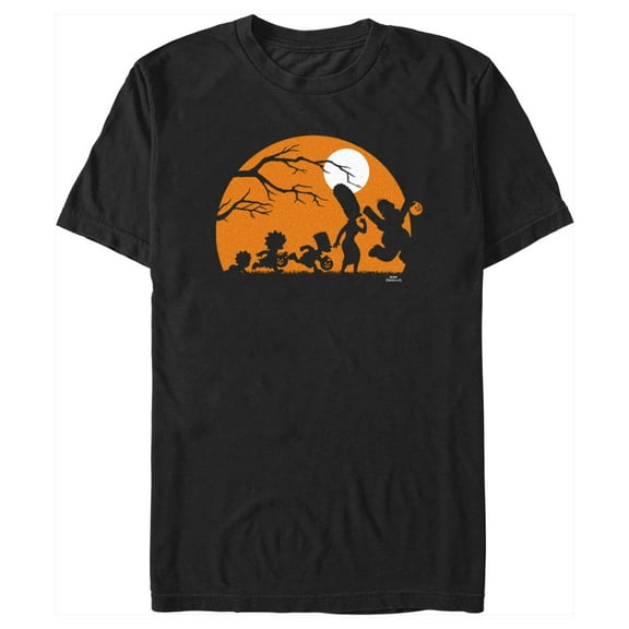 Men's The Simpsons Halloween Silhouettes Moon Graphic Tee Black 2X Large