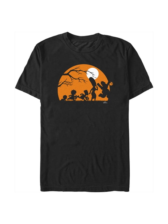 Men's The Simpsons Halloween Silhouettes Moon Graphic Tee Black 2X Large