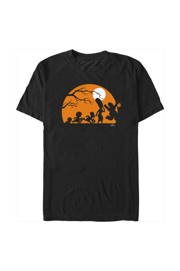 Men's The Simpsons Halloween Silhouettes Moon Graphic Tee Black Small