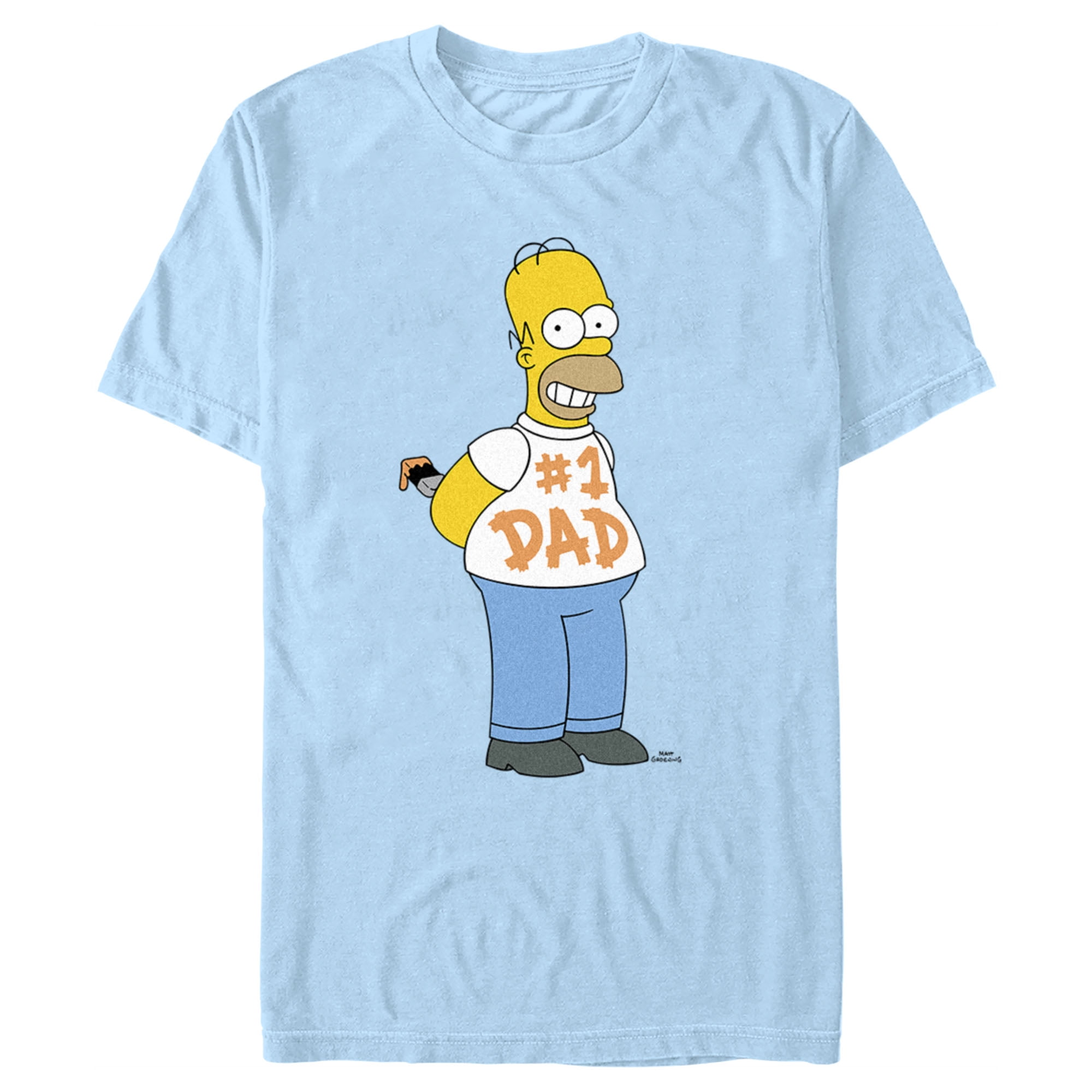 Men's The Simpsons Homer #1 Dad Paint T-Shirt - Light Blue - Large
