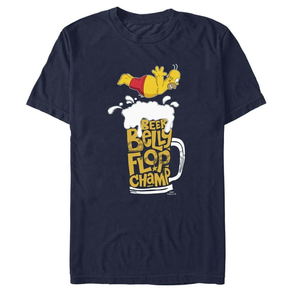 Men's The Simpsons Homer Beer Belly Champ  Graphic Tee Navy Blue 2X Large