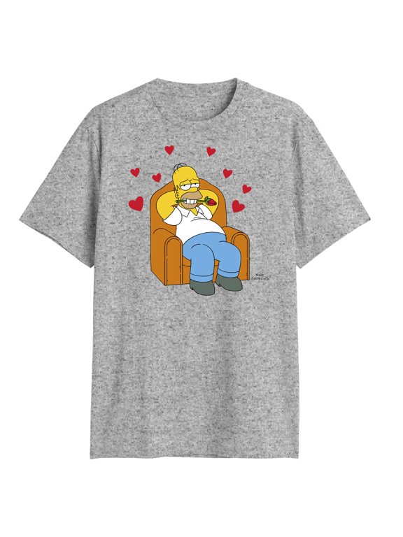 Men's The Simpsons Homer Couch And Hearts Graphic T-Shirt