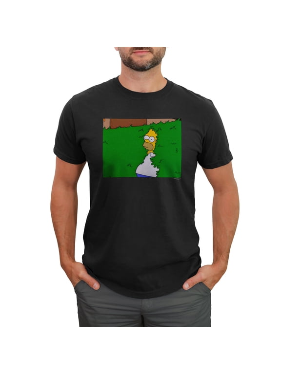 Men's The Simpsons Homer Disappearing into the Bush, Nothing to See here Graphic Tee Black X Large