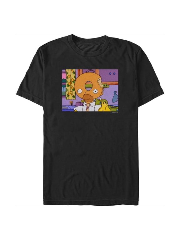 Men's The Simpsons Homer Donut Head Graphic Tee Black Large