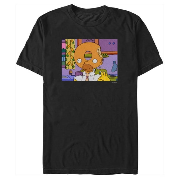 Men's The Simpsons Homer Donut Head Graphic Tee Black Medium