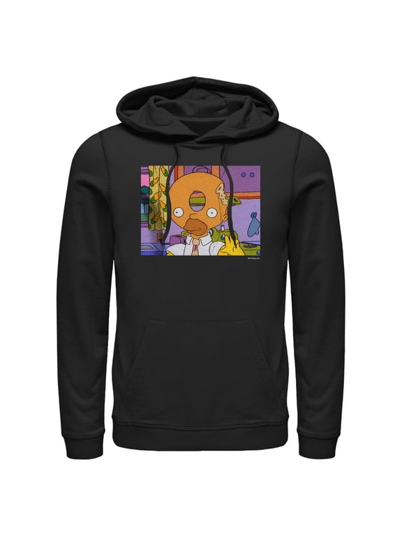 Men's The Simpsons Homer Donut Head Pull Over Hoodie Black Medium